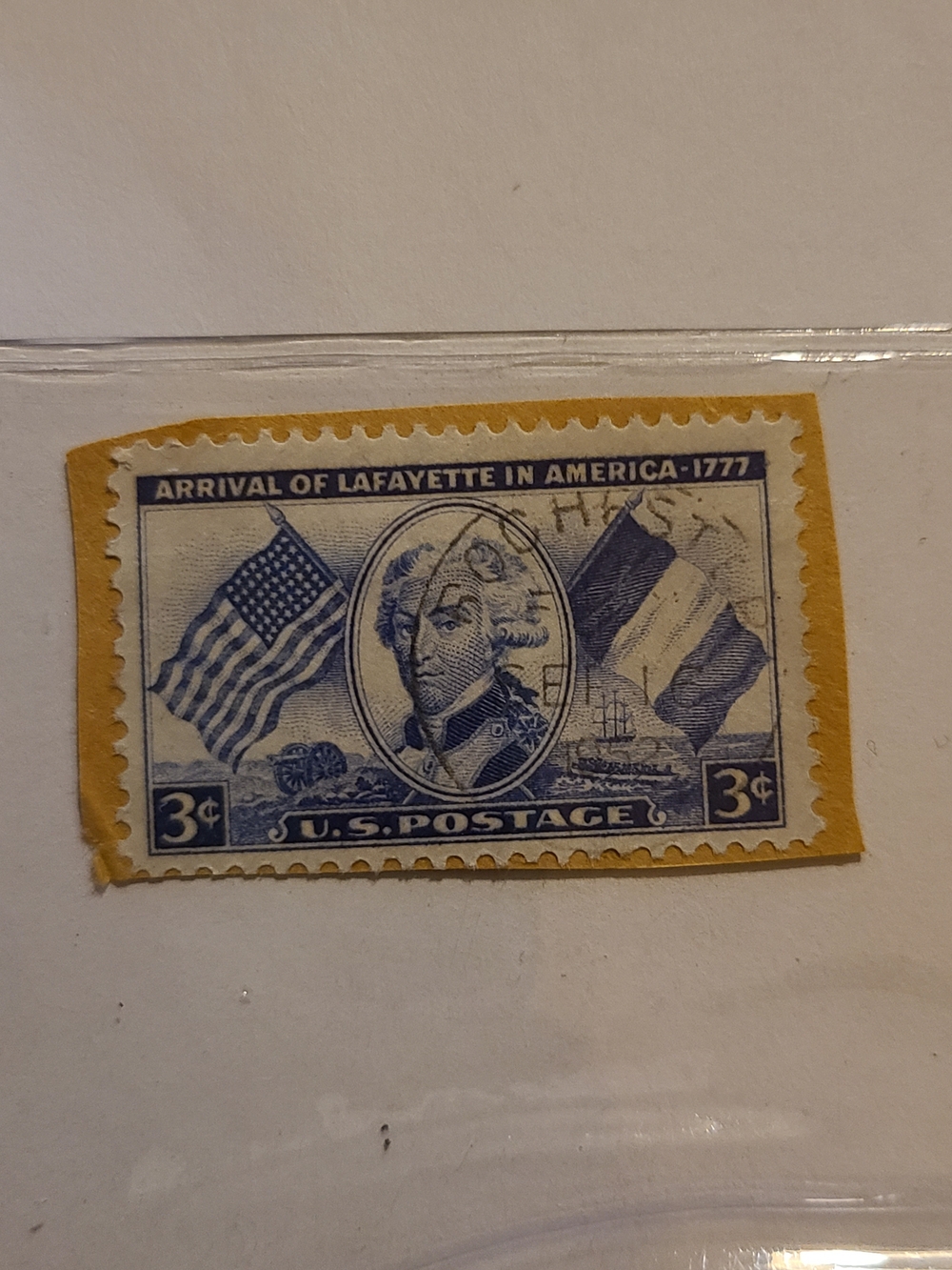 U.S. 3¢ Postage Stamp Blue & Brown
